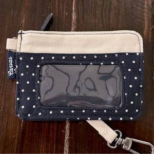Brand New Thirty-One Canvas Crew Coin Purse in Navy Swiss Dot